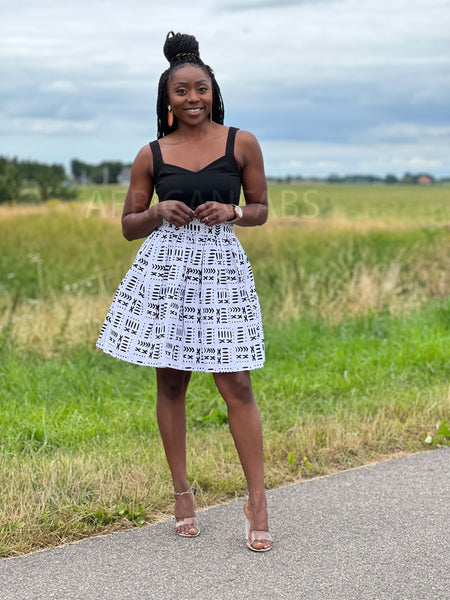 Afrikaanse print mini rok - Witte mud