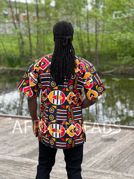 Zwart Bogolan Dashiki Shirt / Dashiki Jurk - Afrikaans shirt - Unisex