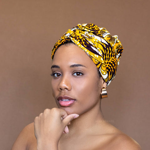 Easy headwrap / hoofddoek - Satijnen binnenkant - Oranje effects