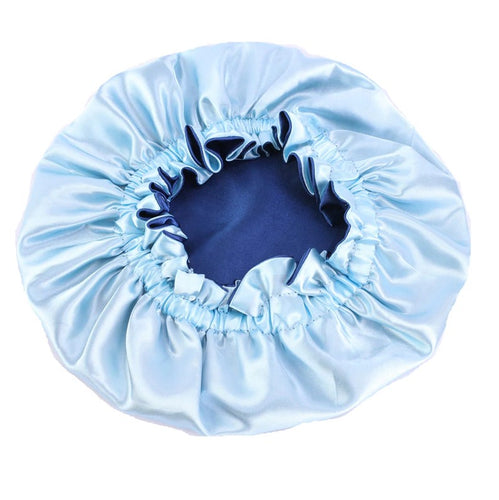 Blue Satin Hair Bonnet (Mother+Daughter / Mommy & Me set) Kids Bonnet set (Reversable Satin Night sleep cap)