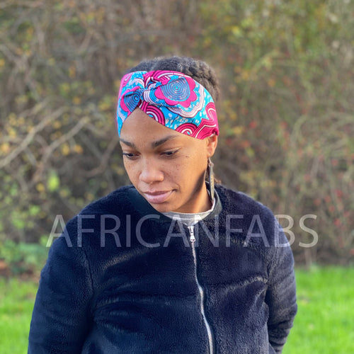 Bandeau imprimé africain - Adultes - Accessoires pour cheveux - Bleu / Rose