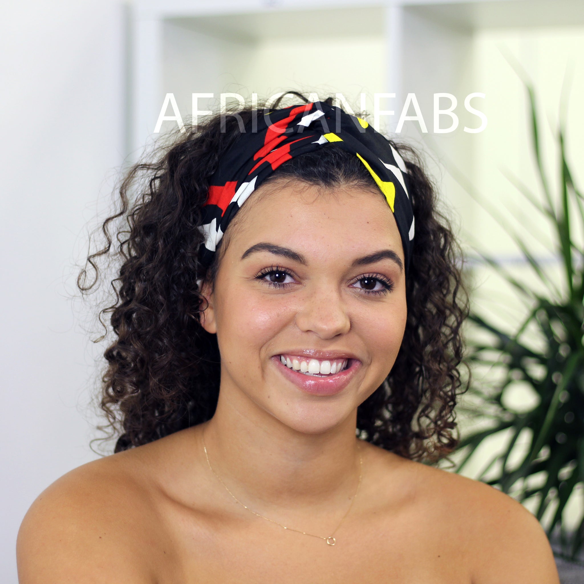 African print Headband - Adults - Hair Accessories - Black / Red