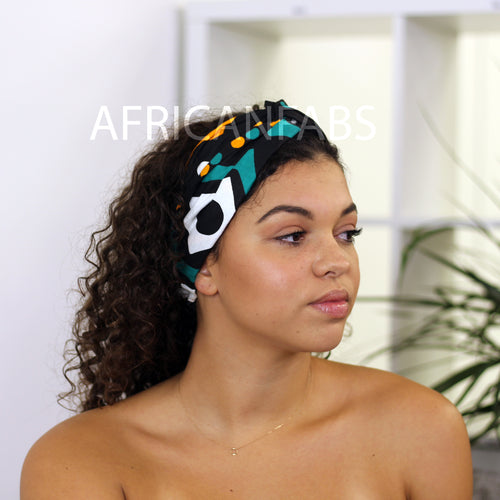 Bandeau imprimé africain - Adultes - Accessoires pour cheveux - Noir / vert