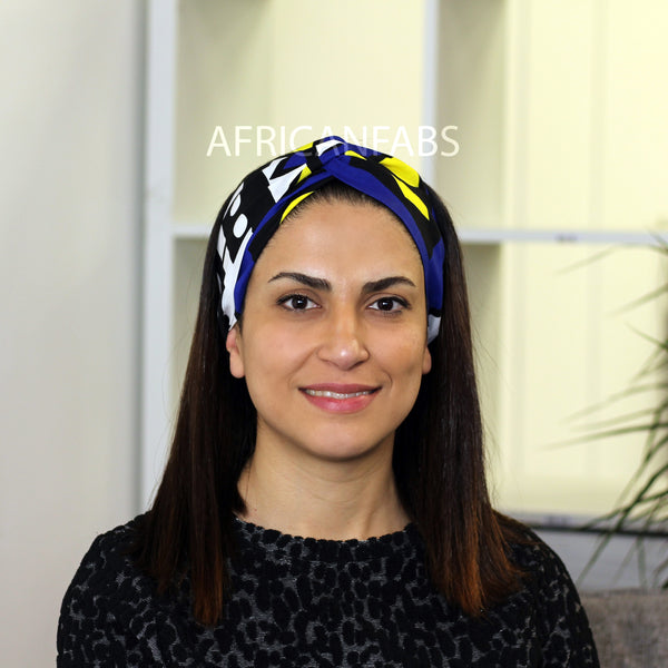 African print Headband - Adults - Hair Accessories - Blue / yellow samakaka