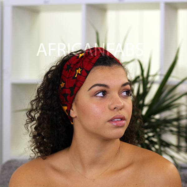 African print Headband - Adults - Hair Accessories - Red / Yellow Star VLISCO