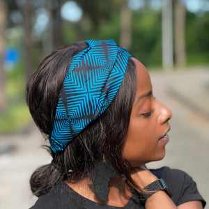 Haarband / Hoofdband in Afrikaanse print (losse pasvorm) - Blauw fade effect