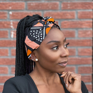 Haarband / Hoofdband in Afrikaanse print (losse pasvorm) - Zalm Bogolan
