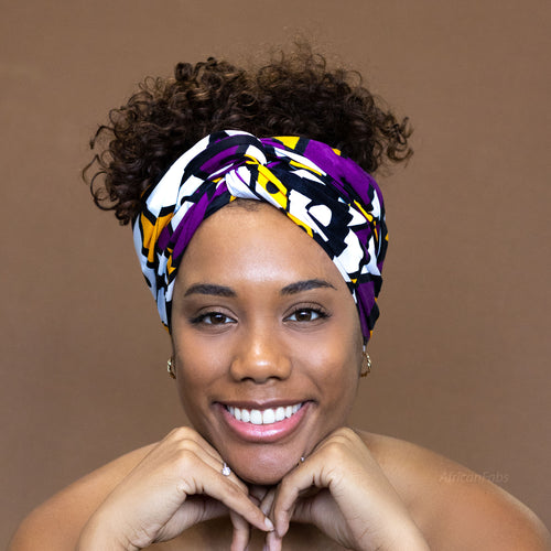Afrikaanse Paars / Gele Samakaka hoofddoek - headwrap