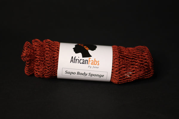 Afrikaanse spons / net sponge - traditionele SAPO spons / scrub spons - Kaneel bruin