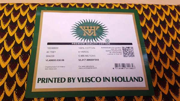 VLISCO stof Hollandais Afrikaanse Wax print - Bronze Banga Nut