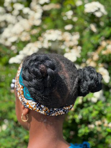 Bandeau imprimé africain - Enfants - Accessoires pour cheveux - Bleu Moutarde classic